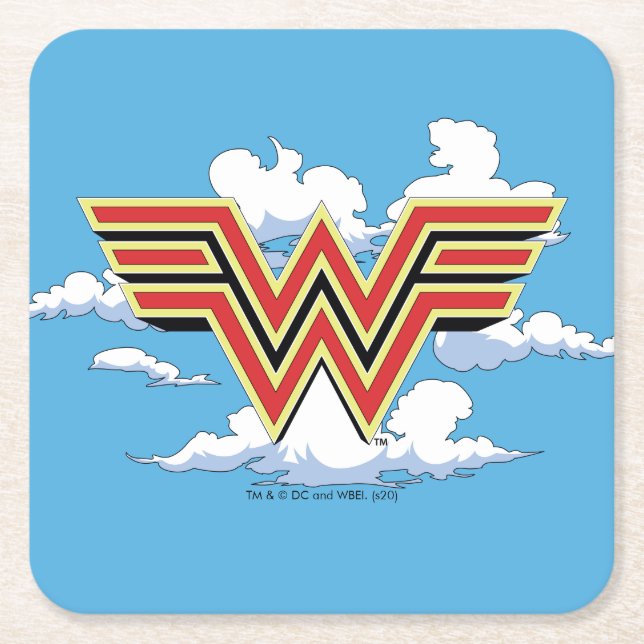 WW84 | Retro Comic Wonder Woman Logo Cloud Muster Rechteckiger Pappuntersetzer (Vorderseite)