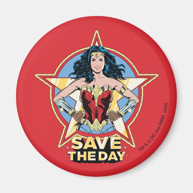 WW84 | Rett The Day Wonder Woman Retro Comic Art Magnet (Vorne)