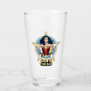 WW84 Retten The Day Wonder Woman Retro Comic Art Glas