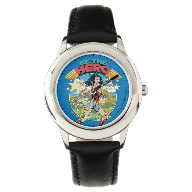 WW84 | Themyscira Wonder Woman Retro Comic Art Armbanduhr (Vorderseite)