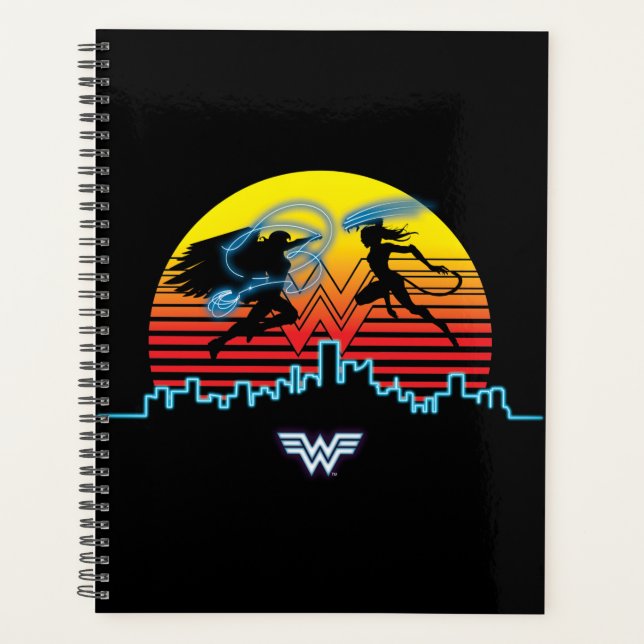 WW84 | Wonder Woman & Cheetah Retrowave Sunset Planer (Vorderseite)