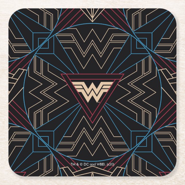 WW84 | Wonder Woman Circular Geometric Pattern Rechteckiger Pappuntersetzer (Vorderseite)