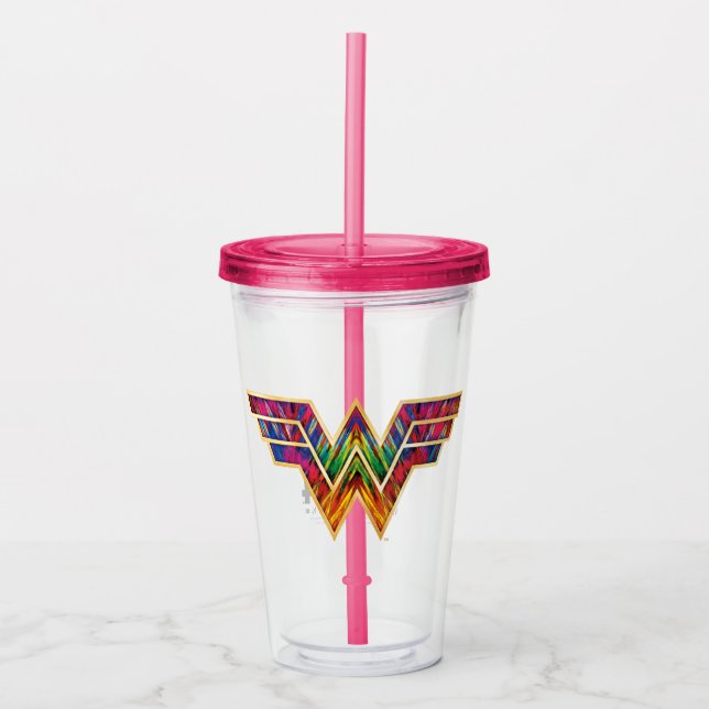 WW84 | Wonder Woman Kaleidoscope Logo Acryltrinkbecher (Vorderseite)
