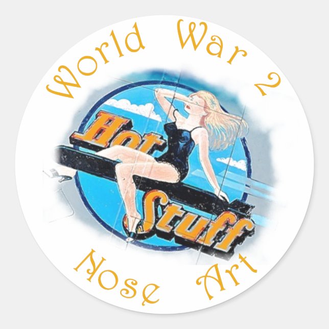 WW 2 Nose Art Runder Aufkleber (Vorderseite)