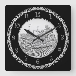 WWI Centennial Medal Coast Guard Coin ~ Quadratische Wanduhr