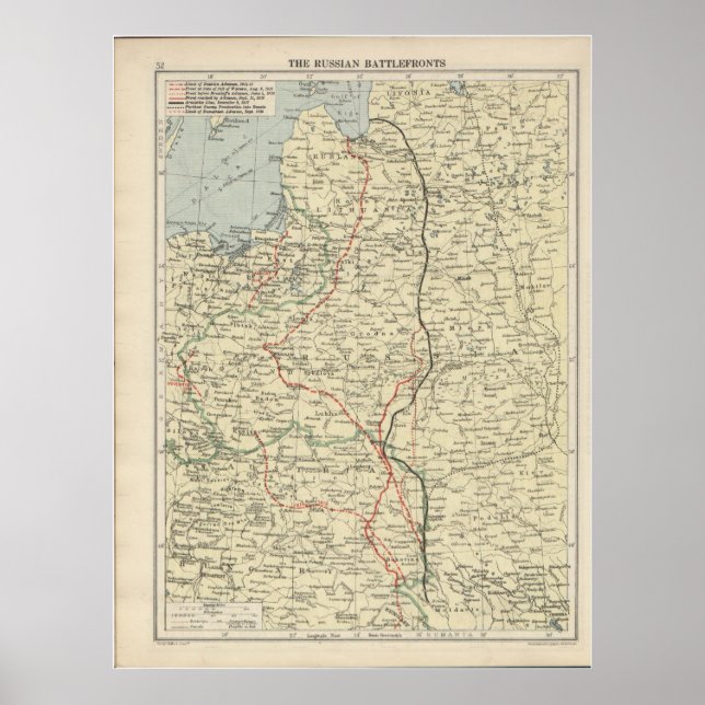 WWI Eastern Front Map Poster (Vorne)
