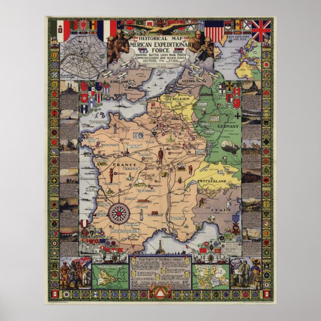 WWI-Karte der amerikanischen Expeditionstruppe (19 Poster (Vorne)