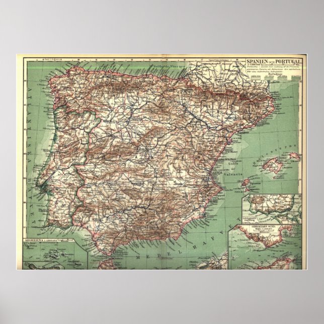WWI-Karte Spaniens und Portugals Poster (Vorne)
