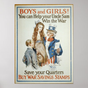 WWI Kaufen Briefmarke für Kriegsersparnisse Poster