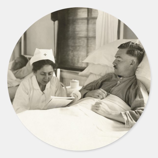 WWI-Krankenversicherung und Soldat Runder Aufkleber (Vorderseite)