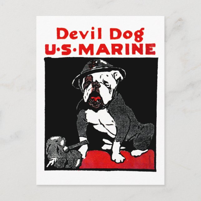 WWI Marine Corps Devil Dog Postkarte (Vorderseite)