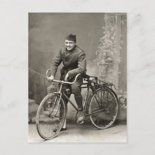 WWI US Doughboy und sein Bike in Frankreich Postkarte