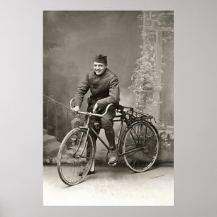 WWI US Doughboy und sein Fahrrad in Frankreich Poster