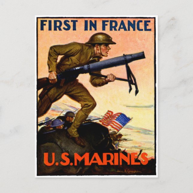 WWI US Marines Postkarte (Vorderseite)
