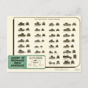 WWII-Leichtpanzer-ID-Karte Postkarte