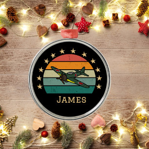 WWII-Militärjäger-Kriegsflugzeug Retro Ornament Aus Metall