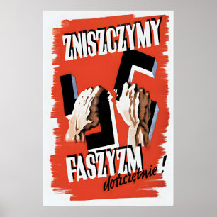 WWII Plakat Polen Wir werden gegen den Faschismus 