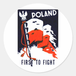 WWII Polen, Plakat zuerst kämpfen Runder Aufkleber