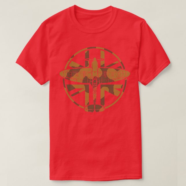 WWII Spitfire RAF Wüste Camouflage DEMS 1 T-Shirt (Design vorne)