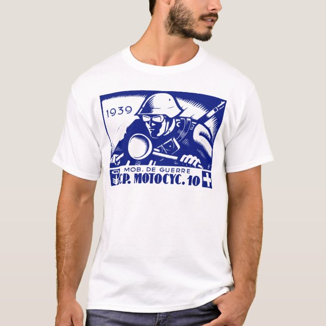 WWII Swiss Motorcycle Company, blau T-Shirt (Vorderseite)