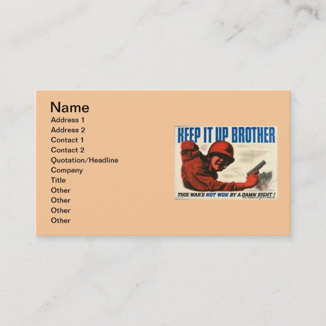 WWII Vintage Poster Business Card Visitenkarte (Vorderseite)