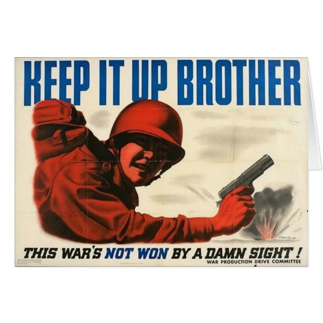 WWII Vintage Poster Grußkarte (Vorderseite (Horizontal))