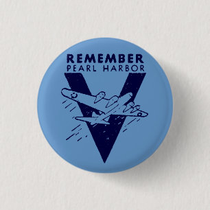 WWII White Remember Pearl Harbor Button