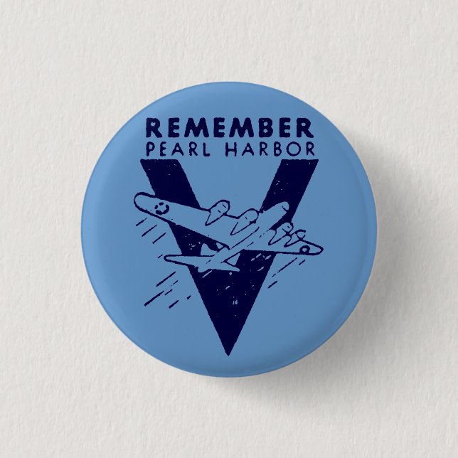 WWII White Remember Pearl Harbor Button (Vorderseite)
