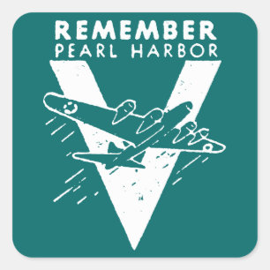 WWII White Remember Pearl Harbor Quadratischer Aufkleber