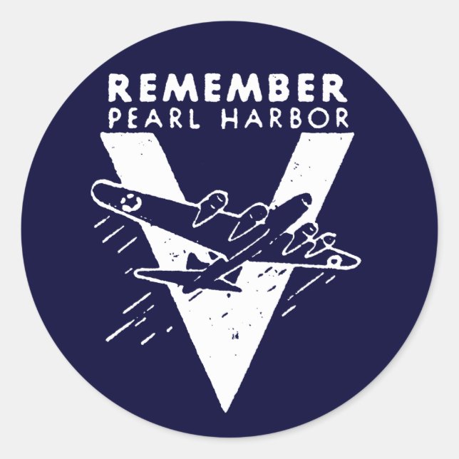 WWII White Remember Pearl Harbor Runder Aufkleber (Vorderseite)
