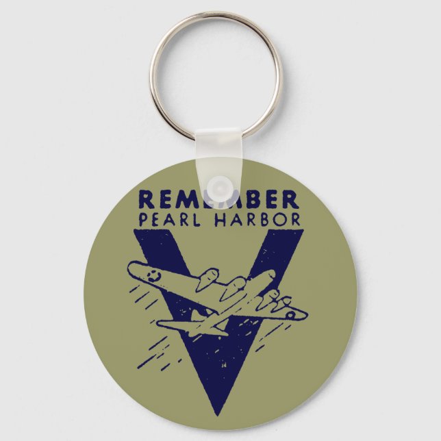 WWII White Remember Pearl Harbor Schlüsselanhänger (Vorderseite)