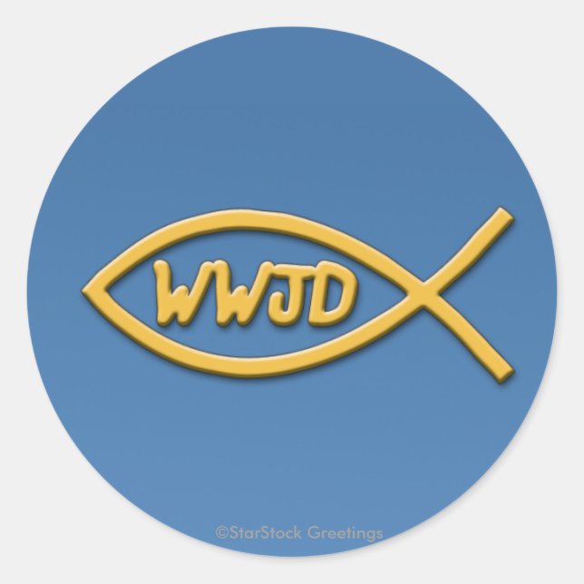 WWJD Fish Symbol Sticker (Vorderseite)