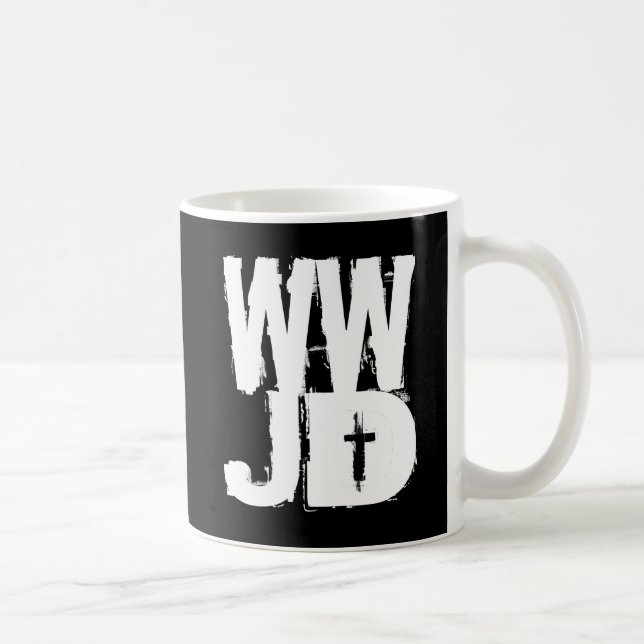WWJD, was Jesus tun würde Kaffeetasse (Rechts)