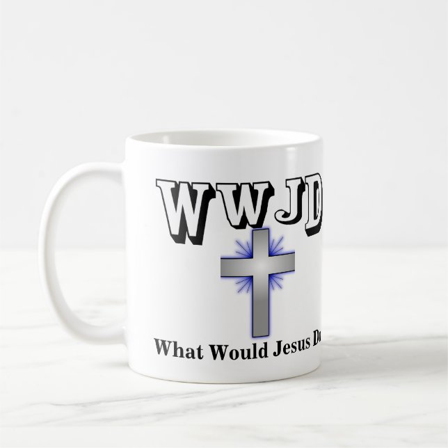WWJD Was würde Jesus tun? Kaffeetasse (Links)