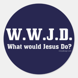 WWJD? Was würde Jesus tun? Runder Aufkleber