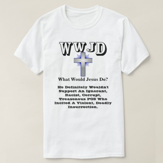 WWJD Was würde Jesus tun? T-Shirt (Design vorne)