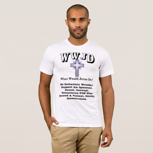 WWJD Was würde Jesus tun? T-Shirt (Vorne ganz)