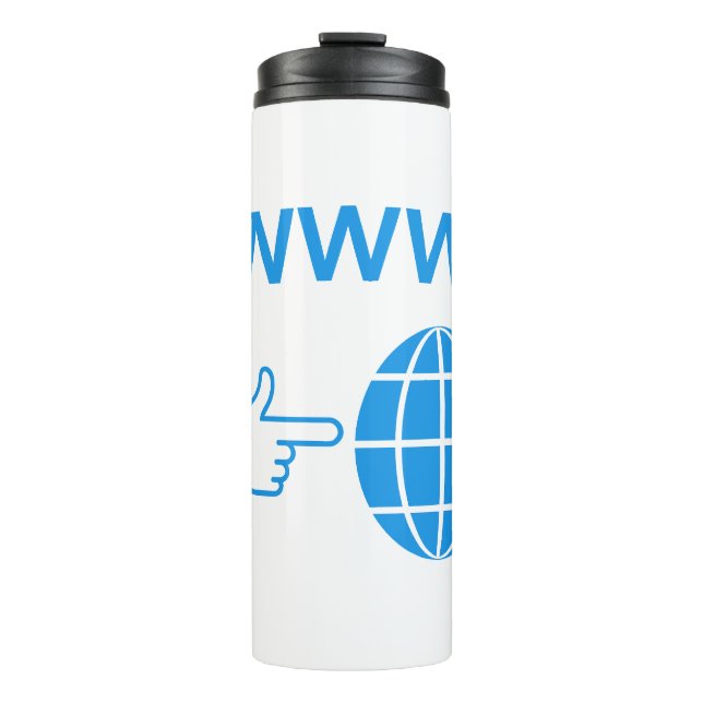 WWW World Wide Web Globe Icon with Hand Pointer Thermosbecher (Vorderseite)