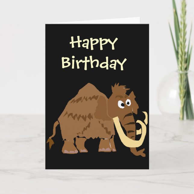 WX- Funny Woolly Mammoth Primitive Art Karte (Vorderseite)