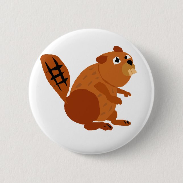 WX-, lustige Biber-Primitiv-Kunst Button (Vorderseite)