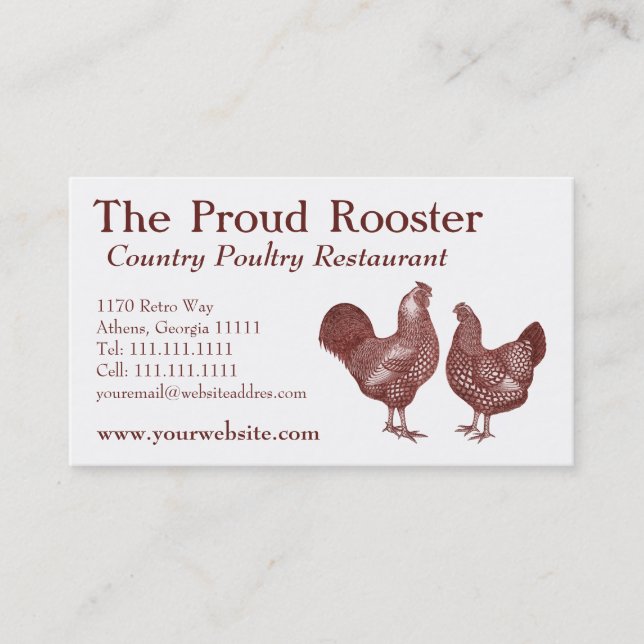 Wyandotte Chickens, Rooster und Henne Visitenkarte (Vorderseite)