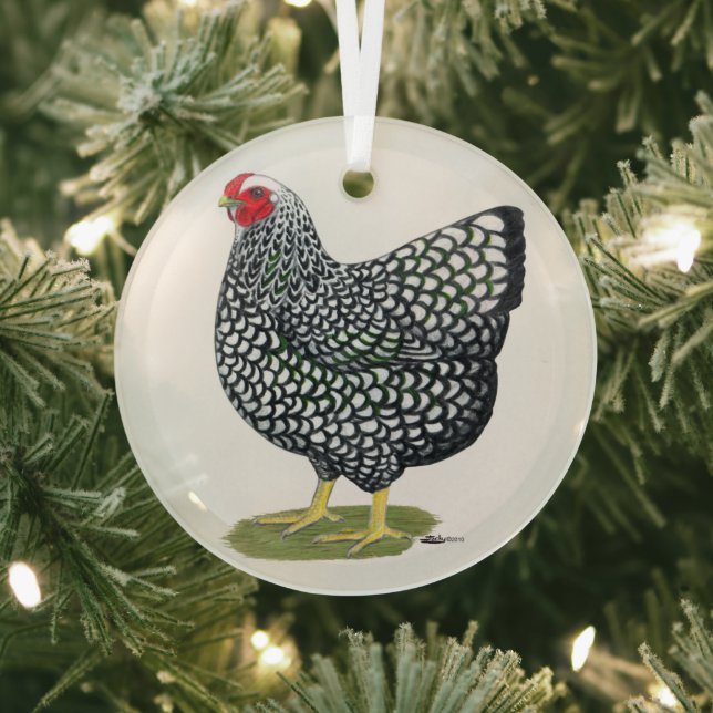 Wyandotte: Silberlackierte Hen Ornament Aus Glas (InSitu)