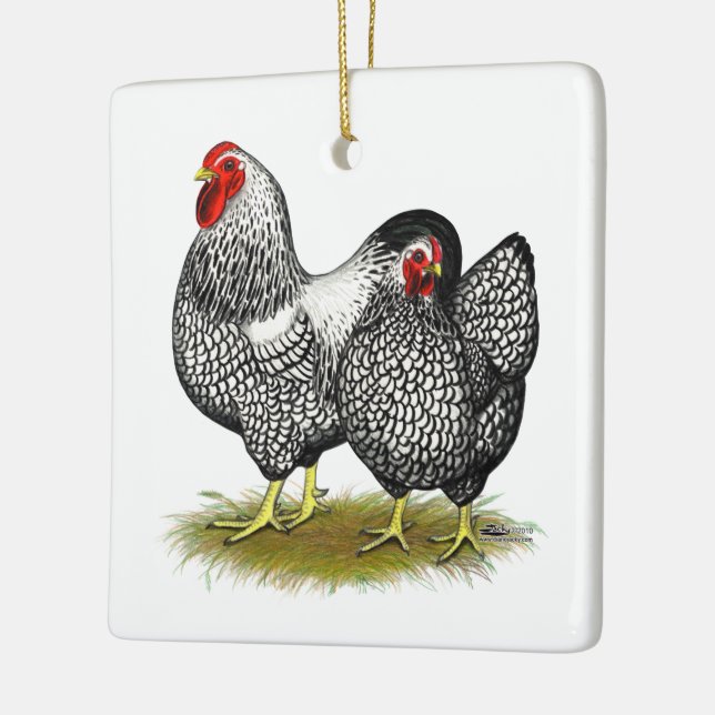 Wyandotte: Silberpaarung Keramikornament (Links)