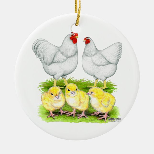 Wyandotte White Chicken Keramik Ornament (Vorne)