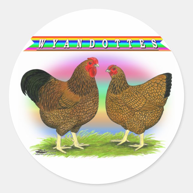Wyandottes: Goldener Regenbogen Runder Aufkleber (Vorderseite)