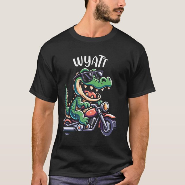 Wyatt Funny Alligator Motorraddesign für Boys N T-Shirt (Vorderseite)