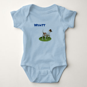 Wyatt Name Mit Fox Terrier, Baby Bodysuit Strampler