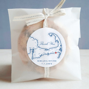 Wychmere Cape Cod Map Danke Gastgeschenk Hochzeit Runder Aufkleber