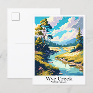 Wye Creek Neuseeland Vintage-Reiseillustration Postkarte