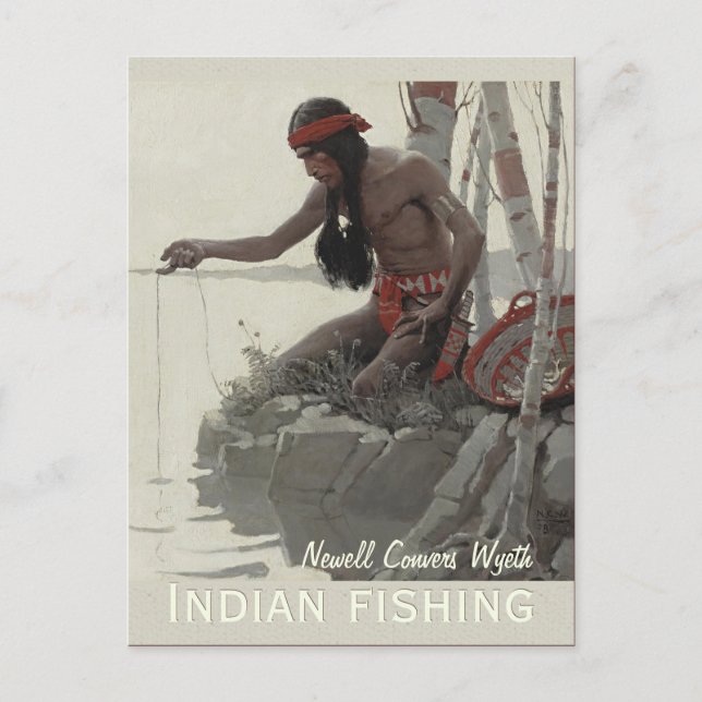 Wyeth Indian fishing CC0480 Postcard Postkarte (Vorderseite)